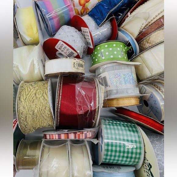 HUGE HOLIDAY & MORE bundle of ribbon- FULL Rolls/partials/+ misc holiday items - Picture 3 of 4